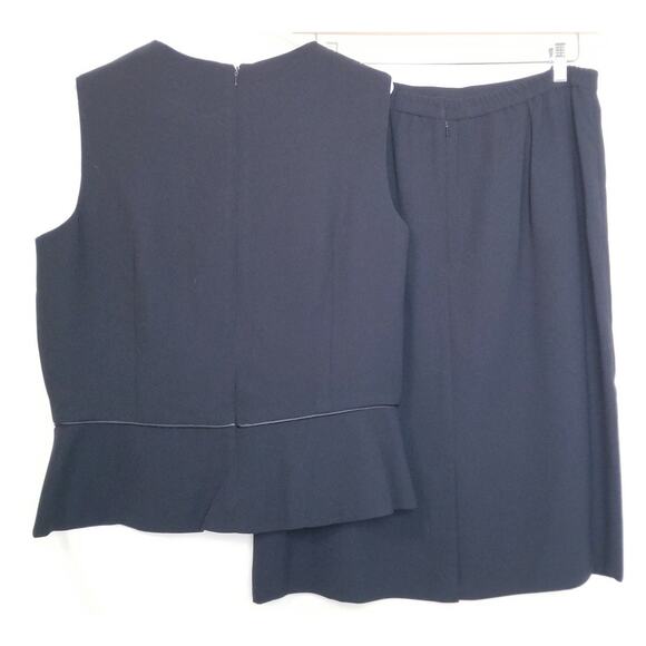 D Morgan 2 Piece Black Suit Set Skirt & Sleeveless Top Floral Embellished Sz 16 - Picture 3 of 7